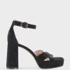 Edward Meller Richie95 Crossover Platform Sandal In Black Suede New