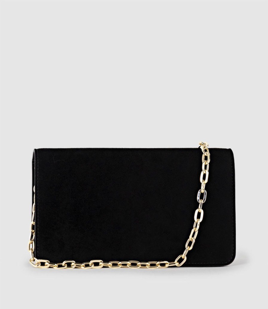 Edward Meller Nyx Evening Bag In Black Suede Clearance