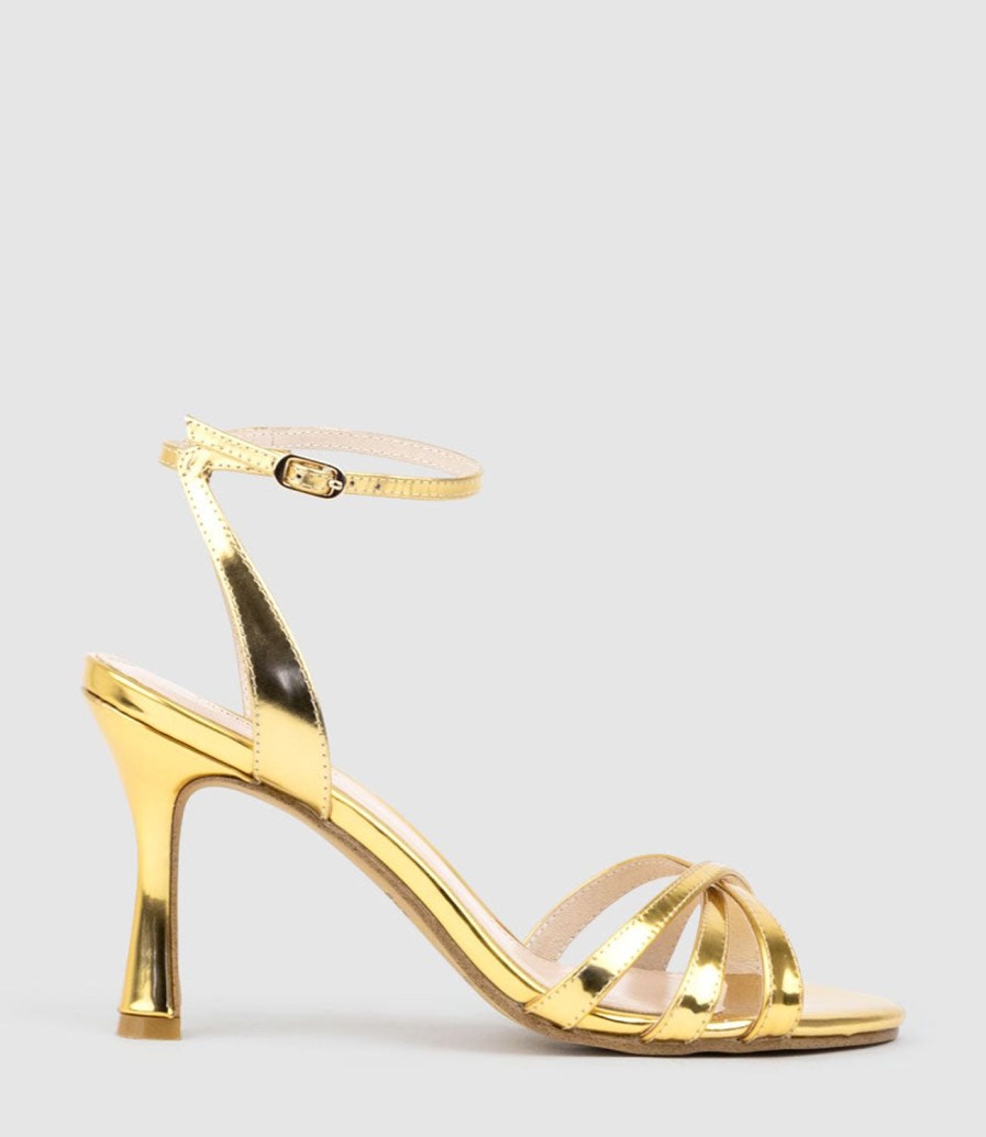 Edward Meller Saige85 Strappy Sandal In Gold Mirror Wholesale