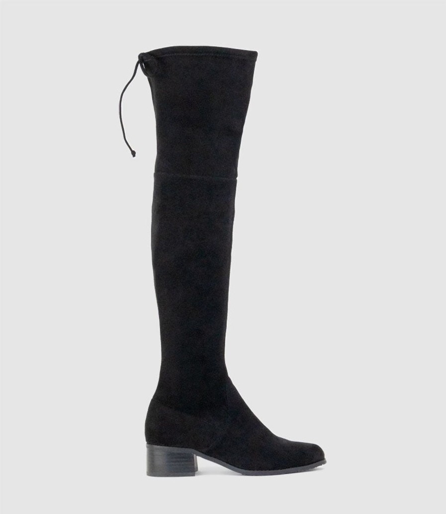 Edward Meller Veda40 Otk Stretch Boot In Black Suede Clearance