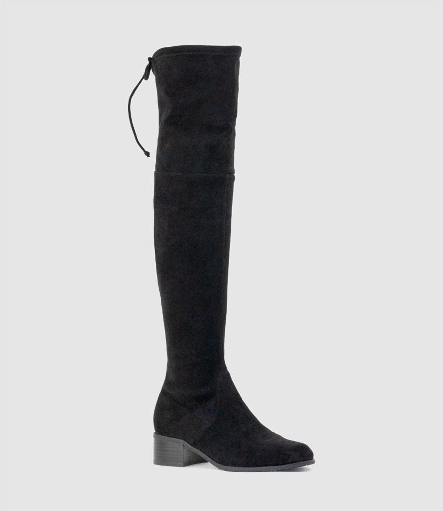 Edward Meller Veda40 Otk Stretch Boot In Black Suede Clearance