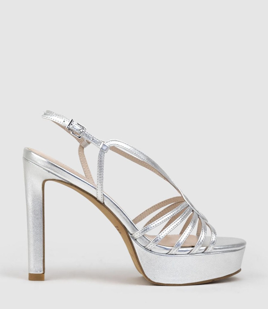 Edward Meller Sienna110 Strappy Platform Sandal In Silver Online