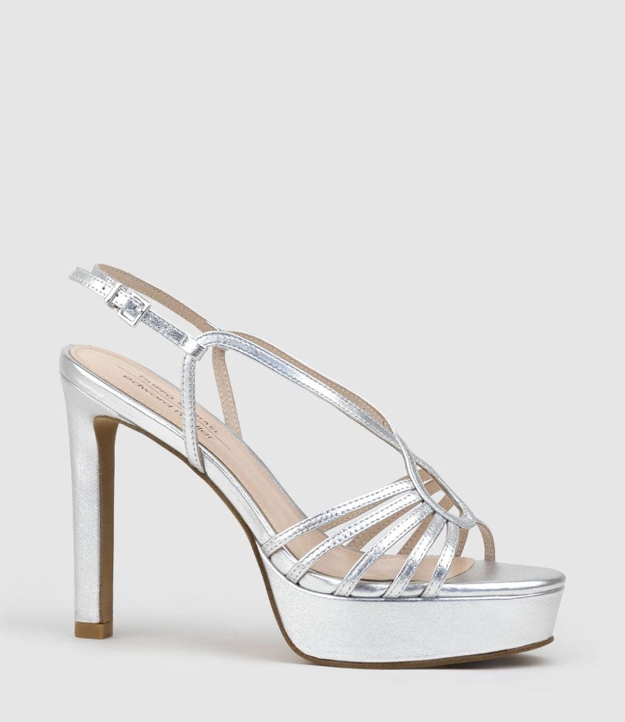 Edward Meller Sienna110 Strappy Platform Sandal In Silver Online