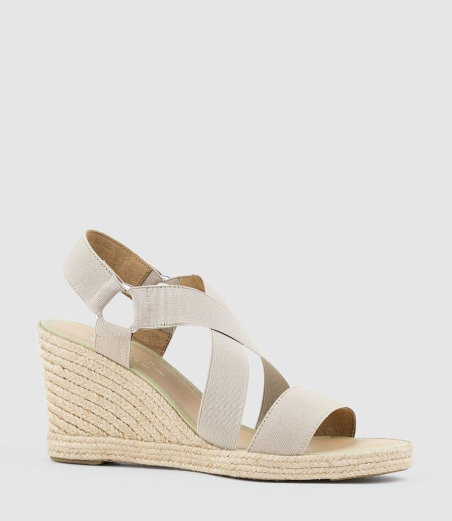 Edward Meller Miria Elastic Crossover Espadrille In Natural New