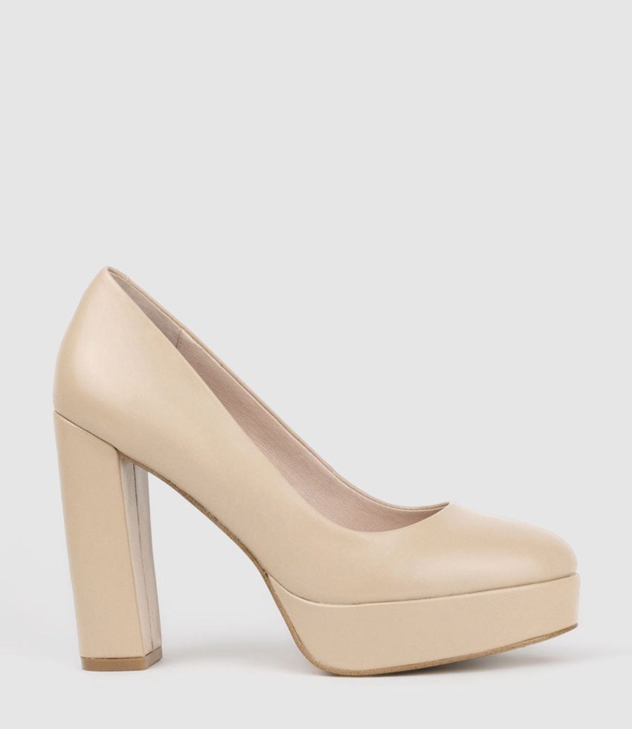 Edward Meller Chilli110 Platform Pump In Nude Baby Calf New