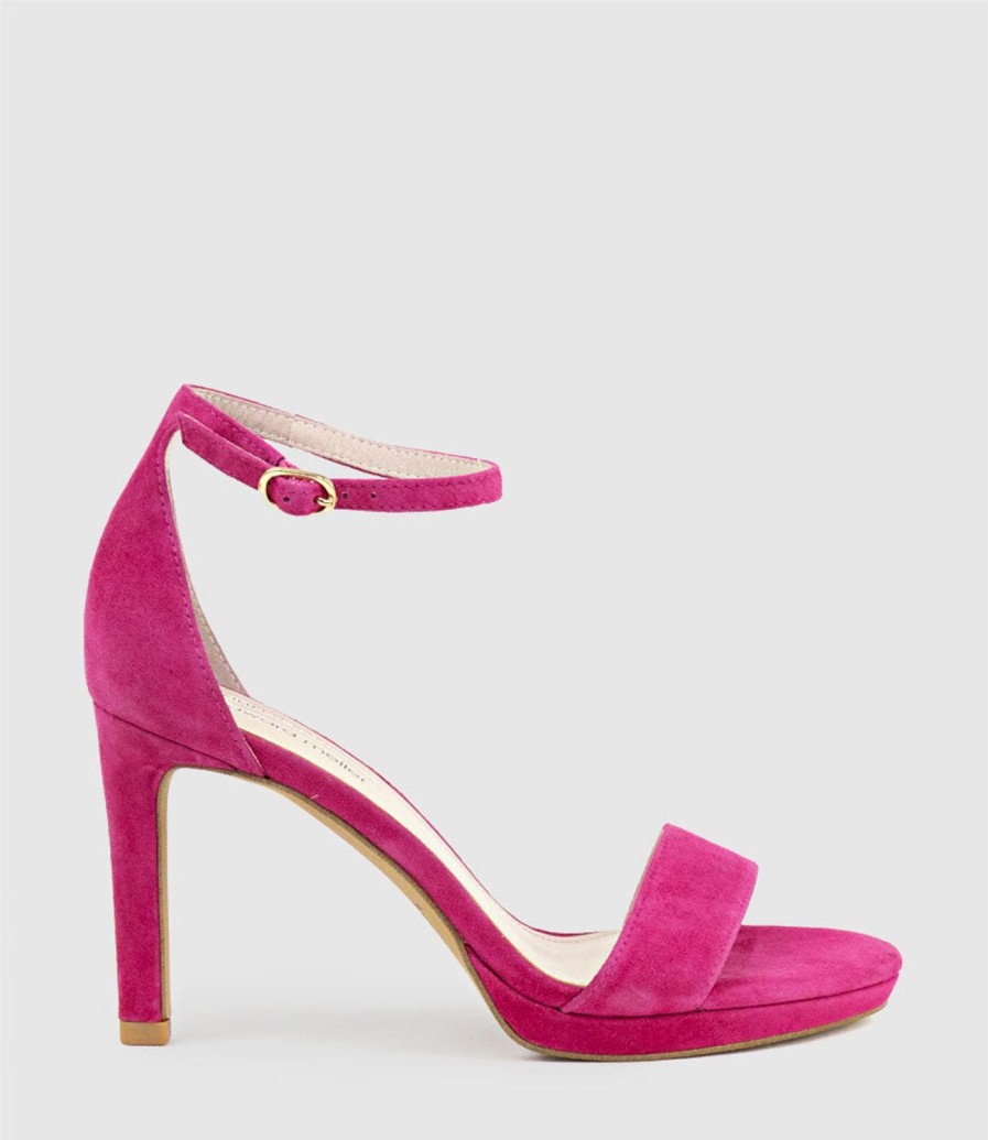 Edward Meller Sylvia90 Platform Sandal In Hot Pink Suede New