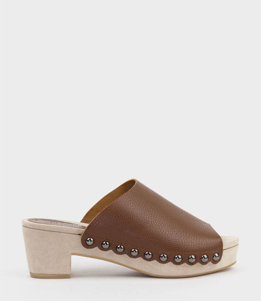 Edward Meller Inara65 Studded Slide On Unit In Tan Clearance