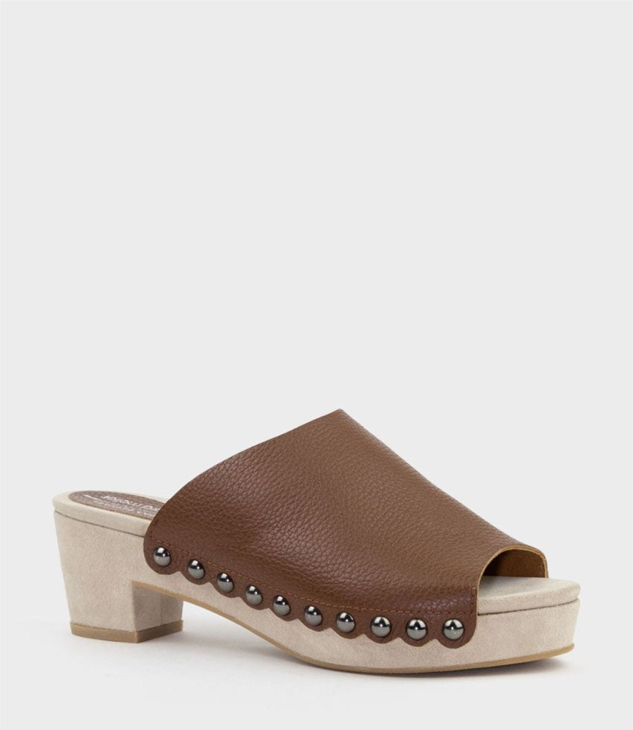 Edward Meller Inara65 Studded Slide On Unit In Tan Clearance