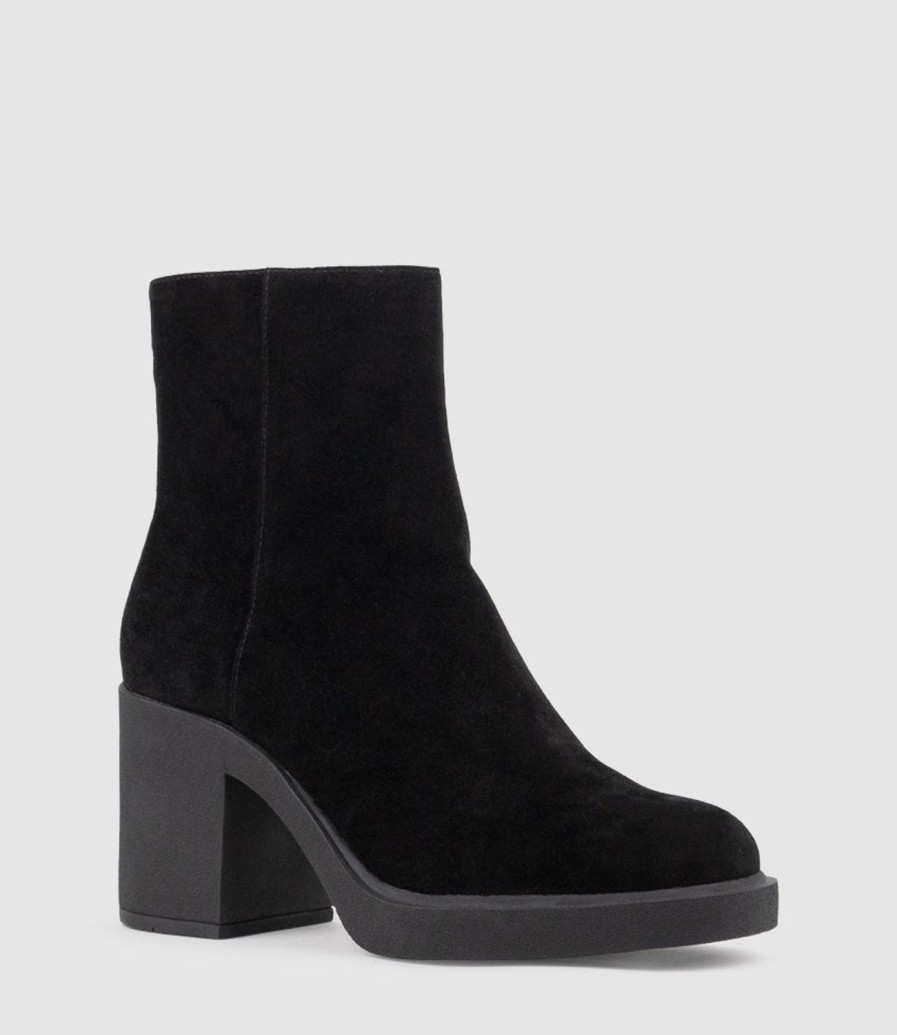 Edward Meller Ultra85 Ankle Boot On Unit In Black Suede Best