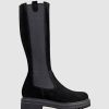 Edward Meller Verne Knee High Boot With Gusset In Black Suede Hot