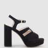 Edward Meller Reya100 Open Toe Platform Sandal In Black Suede Online