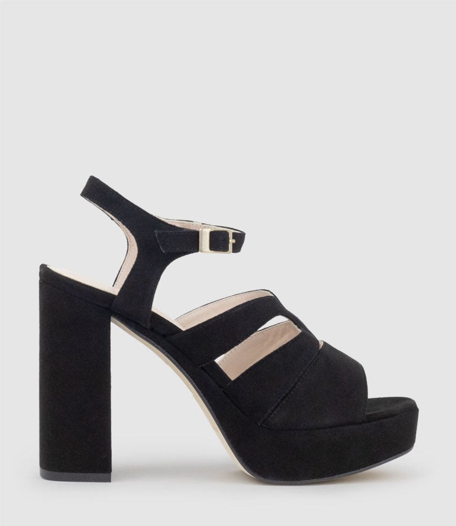 Edward Meller Reya100 Open Toe Platform Sandal In Black Suede Online