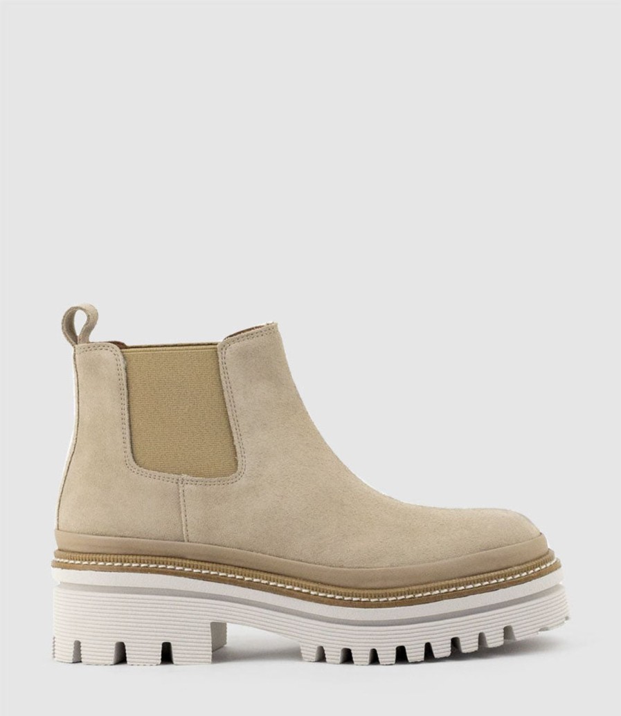 Edward Meller Yael Lug Sole Boot In Sand Suede Wholesale