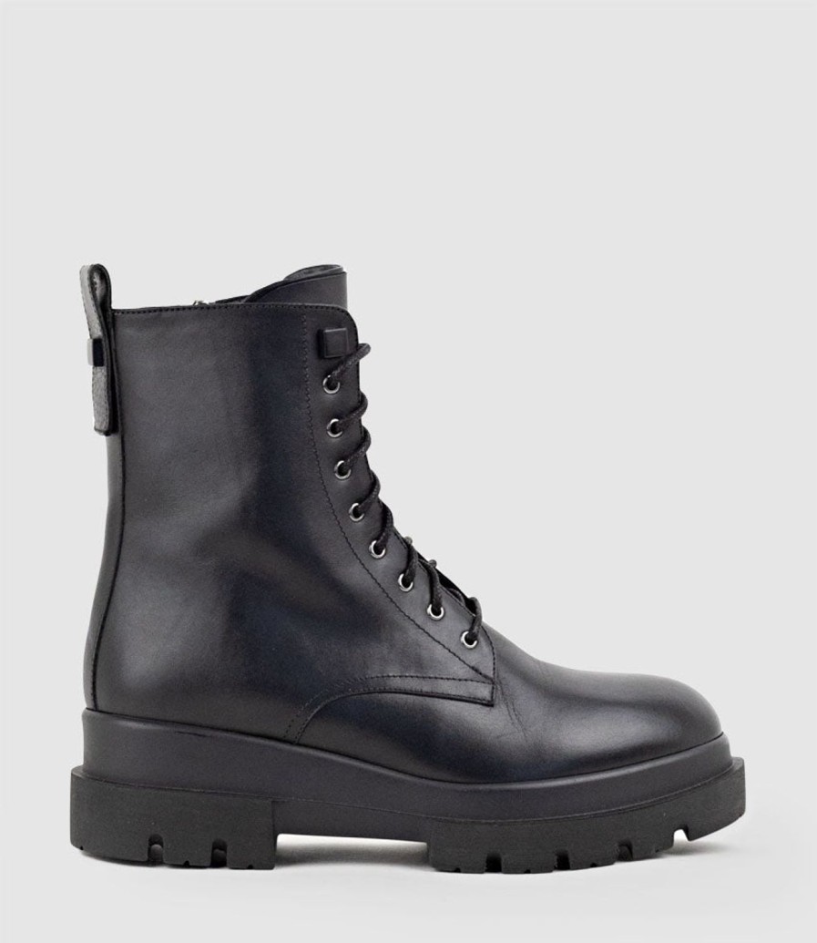 Edward Meller Brendan Combat Boot In Black New