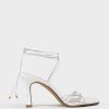 Edward Meller Sidney80 Square Toe Ankle Tie Sandal In White Best