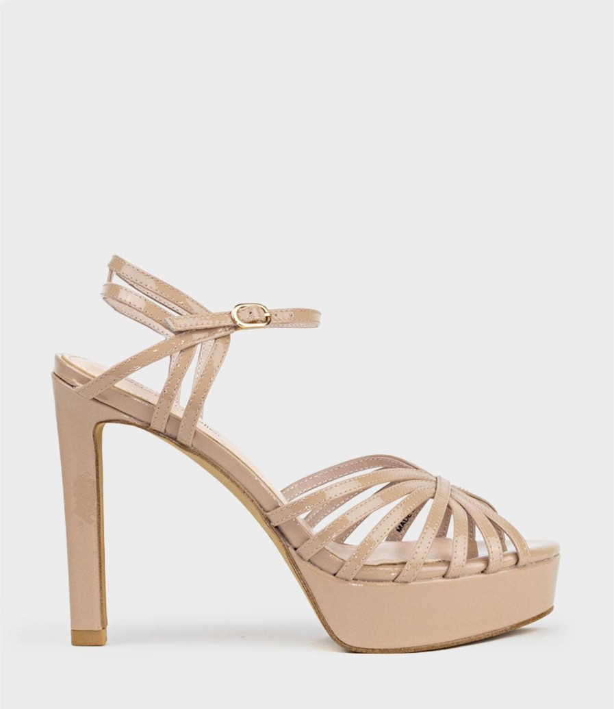 Edward Meller Syria110 Multistrap Platform Sandal In Nude Patent Clearance