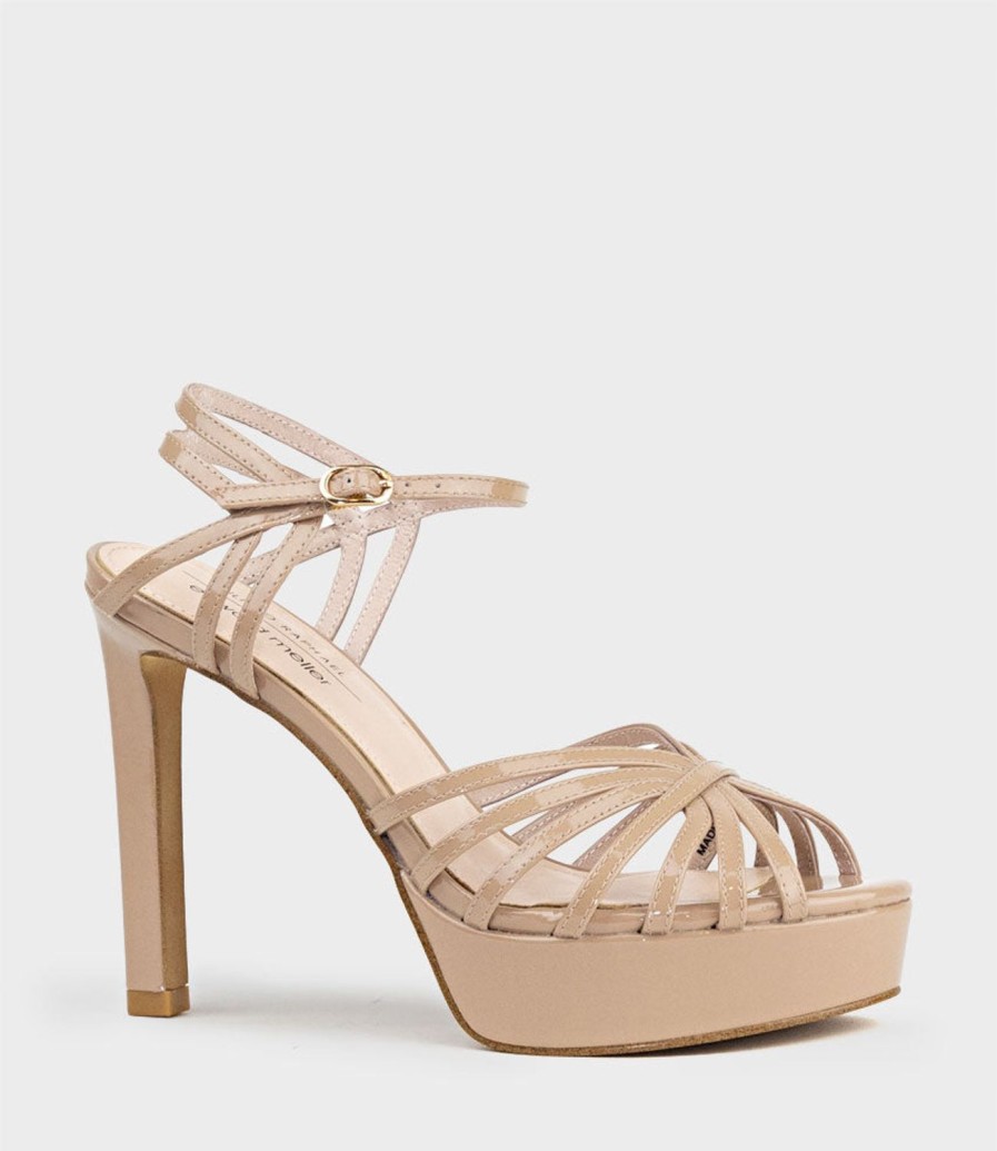 Edward Meller Syria110 Multistrap Platform Sandal In Nude Patent Clearance