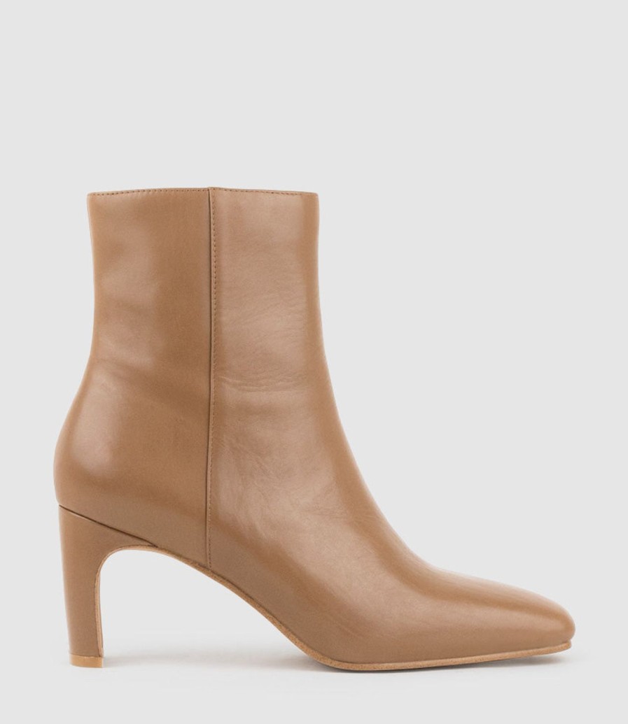 Edward Meller Zuno70 Square Toe Ankle Boot In Tan Calf Clearance