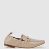 Edward Meller Finer Elastic Back Slipper With Hardware In Taupe Calf Wholesale