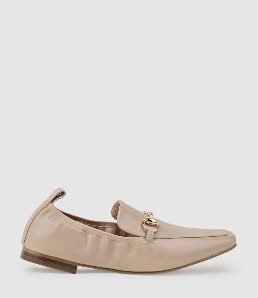 Edward Meller Finer Elastic Back Slipper With Hardware In Taupe Calf Wholesale