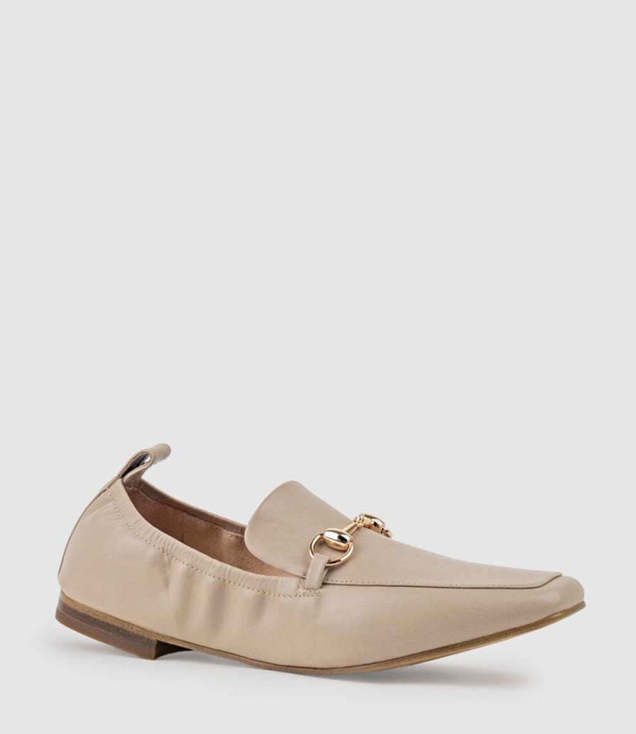 Edward Meller Finer Elastic Back Slipper With Hardware In Taupe Calf Wholesale