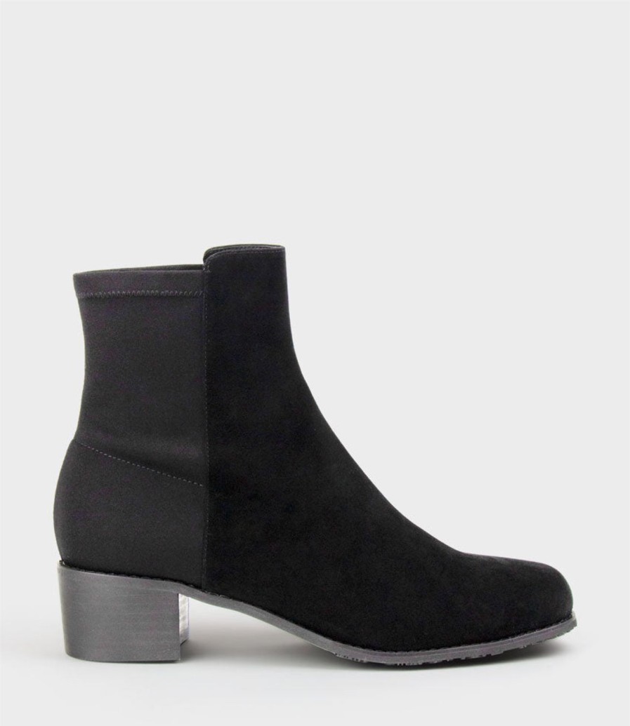 Edward Meller Wiley Half And Half Ankle Boot In Black Suede Online