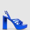 Edward Meller Rinwa100 Asymmetrical Platform Sandal In Blue Hot