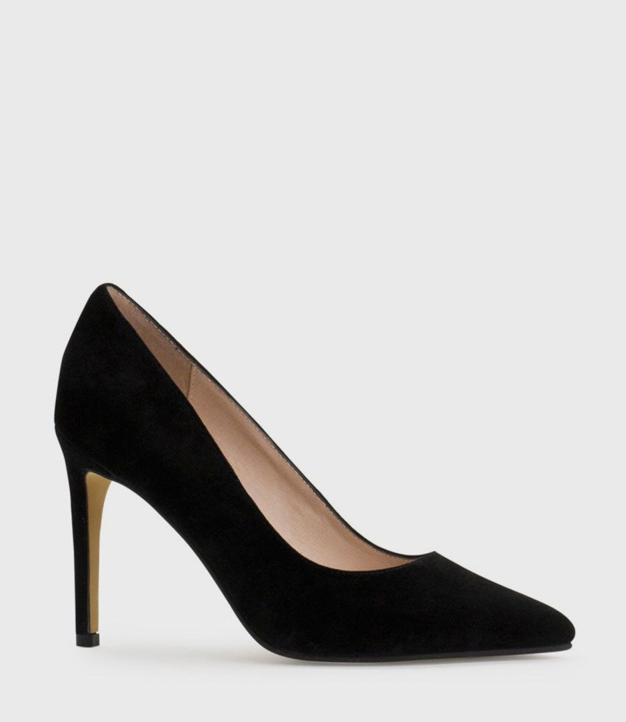 Edward Meller Gaga 100Mm Pointed Toe Pump In Black Suede Online