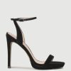 Edward Meller Whisper110 Single Strap Platform Sandal In Black Suede Hot