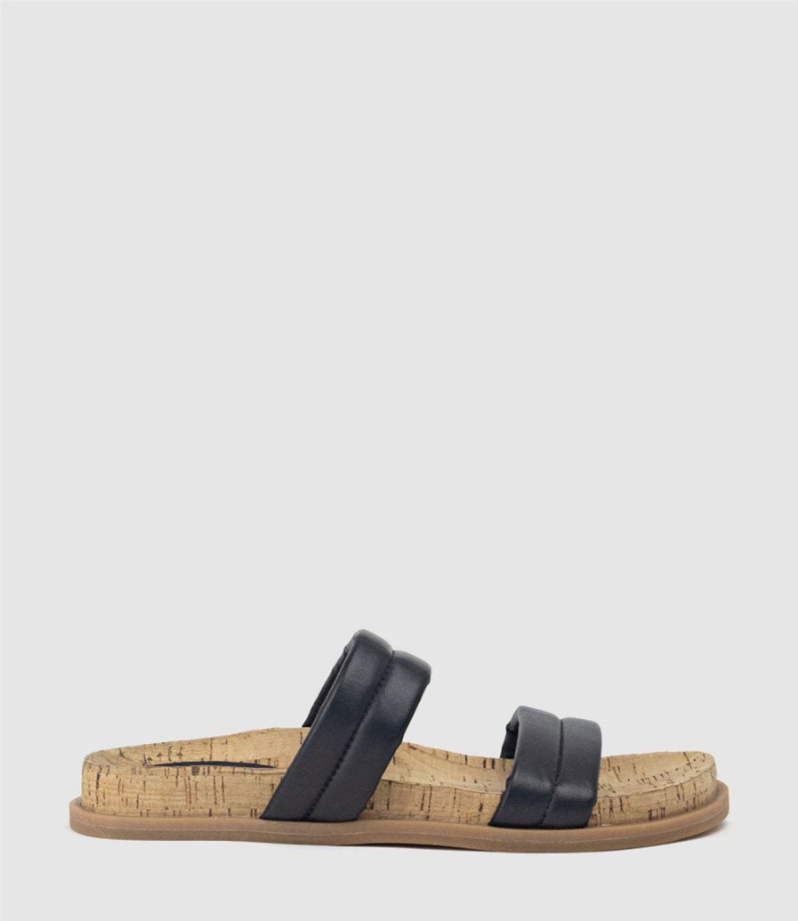 Edward Meller Kinala Two Strap Slide On Unit In Black Hot