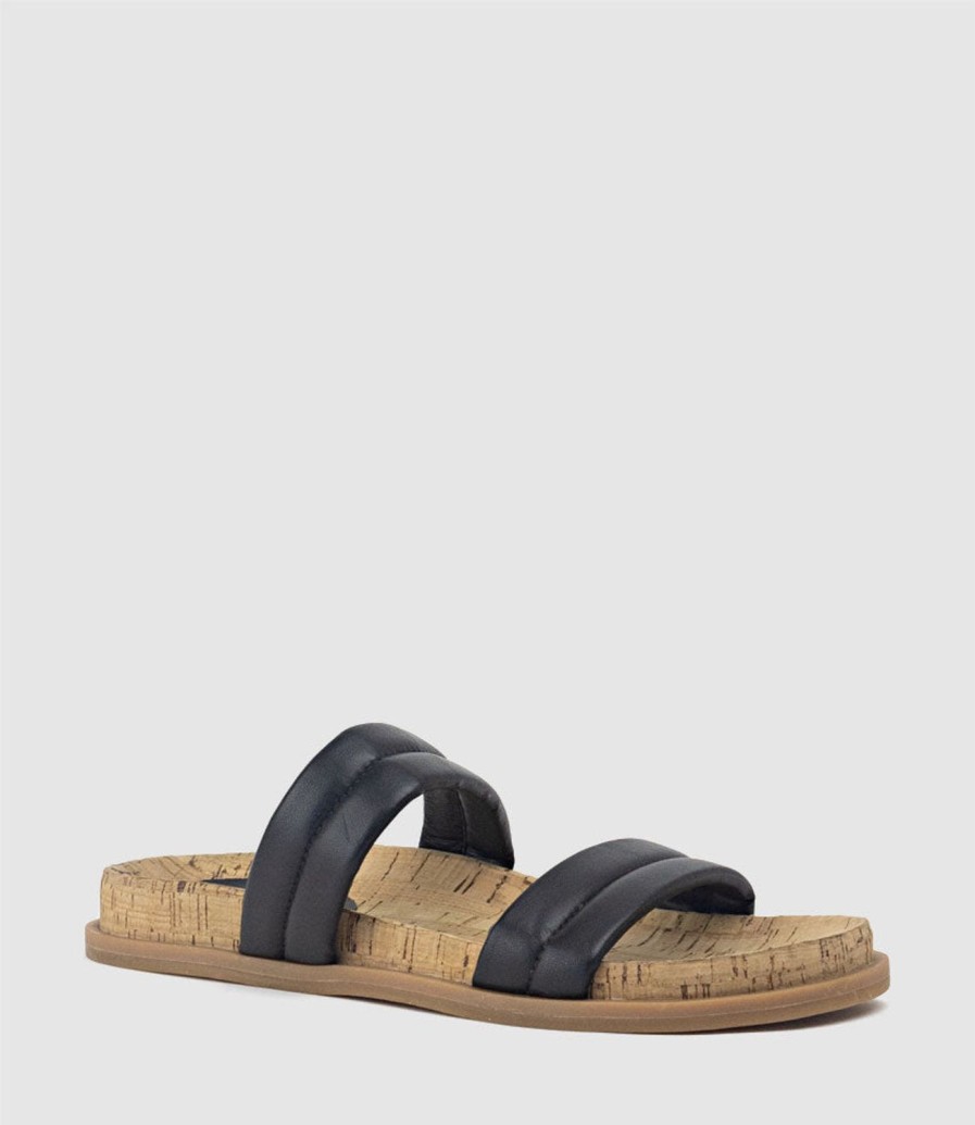 Edward Meller Kinala Two Strap Slide On Unit In Black Hot