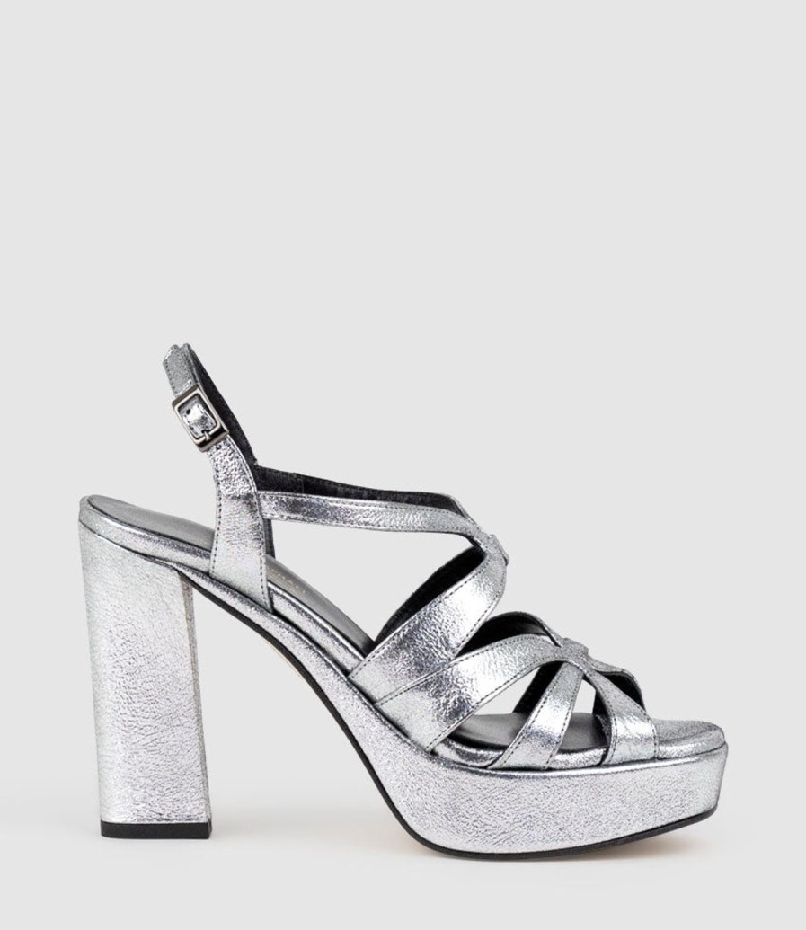 Edward Meller Rylla115 Caged Platform Sandal In Silver Hot