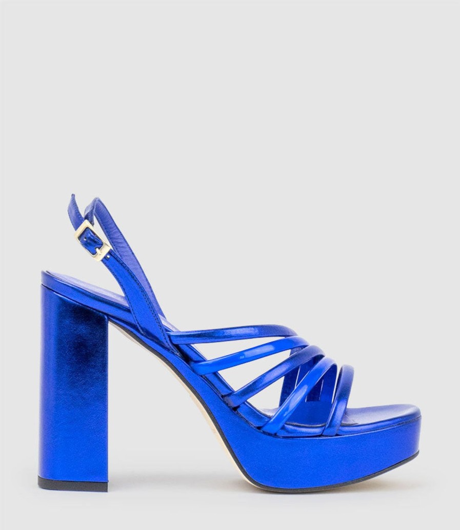 Edward Meller Rinwa100 Asymmetrical Platform Sandal In Blue Wholesale