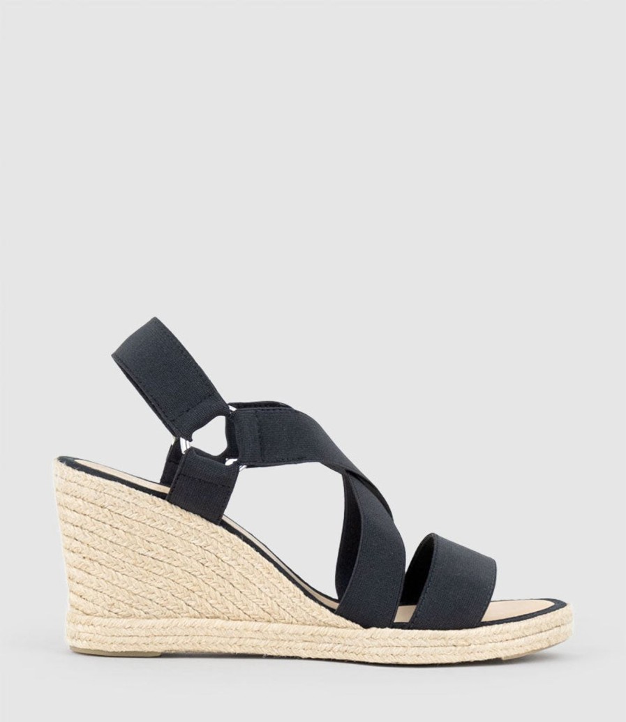 Edward Meller Miria Elastic Crossover Espadrille In Black Wholesale