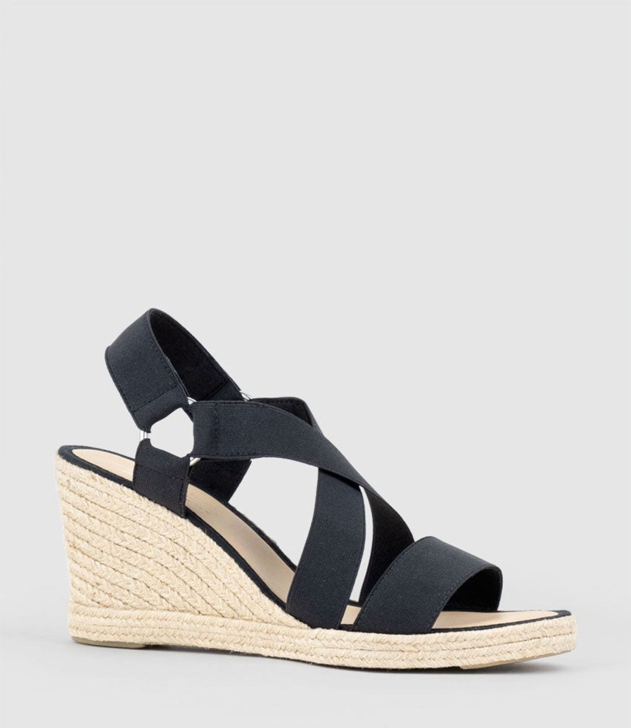 Edward Meller Miria Elastic Crossover Espadrille In Black Wholesale