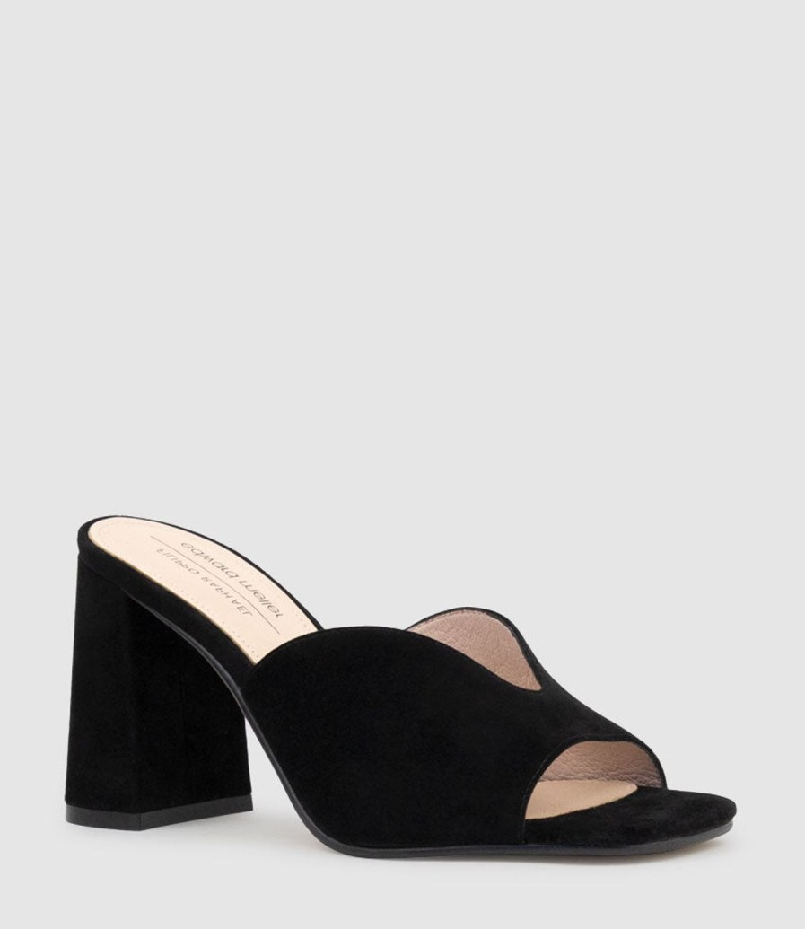 Edward Meller Kathy85 V Throat Slide In Black Suede Best