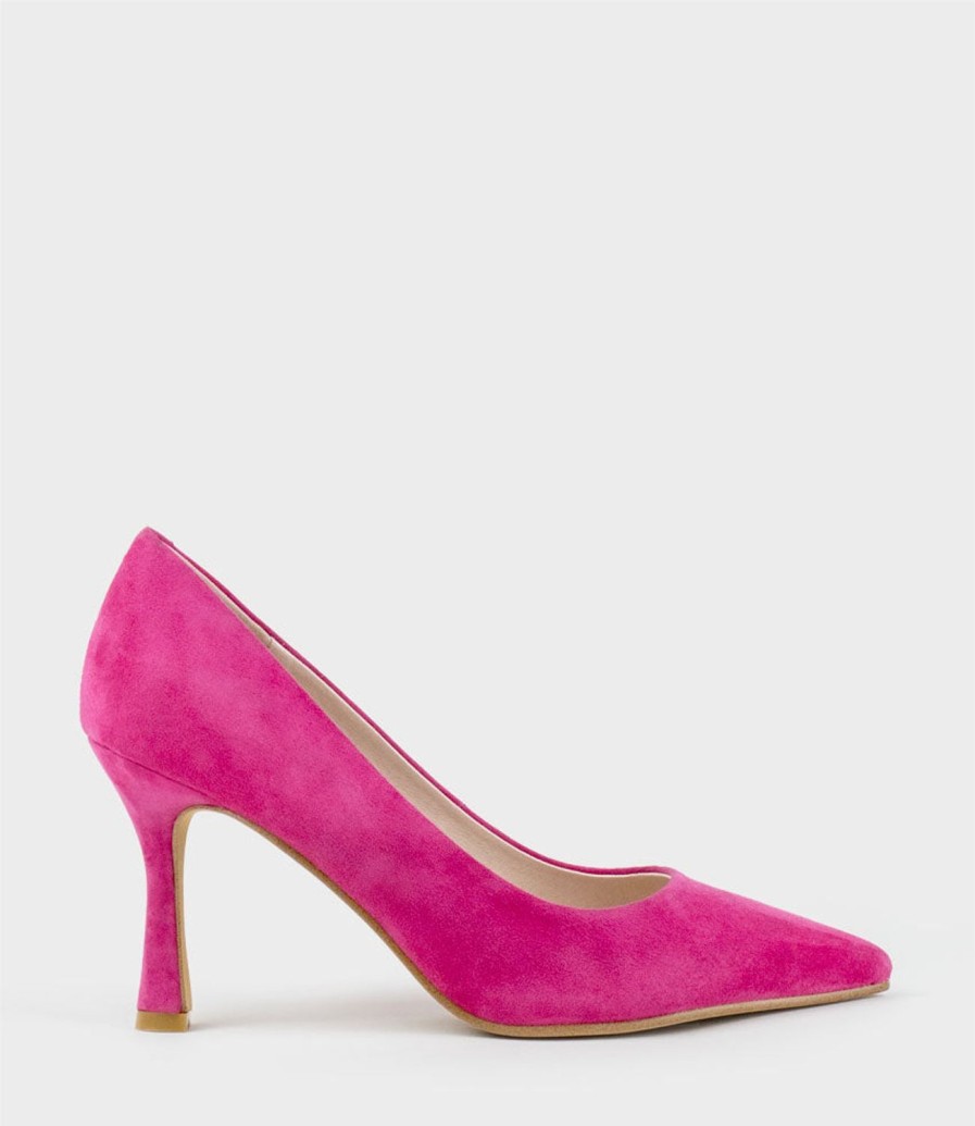 Edward Meller Amos85 Pump With Louis Heel In Hot Pink Suede New