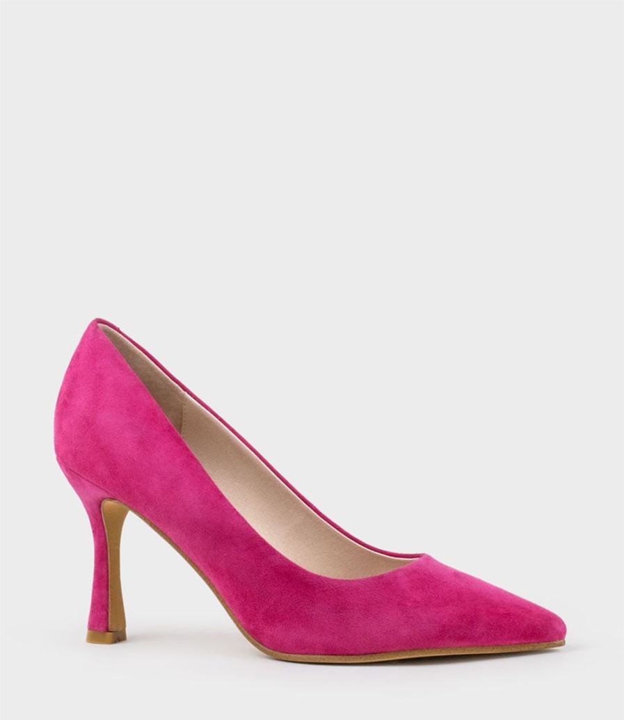 Edward Meller Amos85 Pump With Louis Heel In Hot Pink Suede New