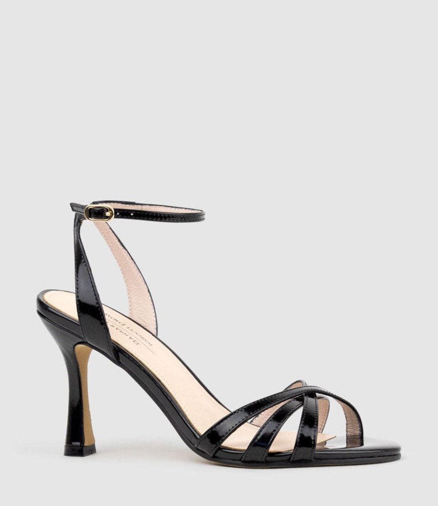 Edward Meller Saige85 Strappy Sandal In Black High Shine Hot