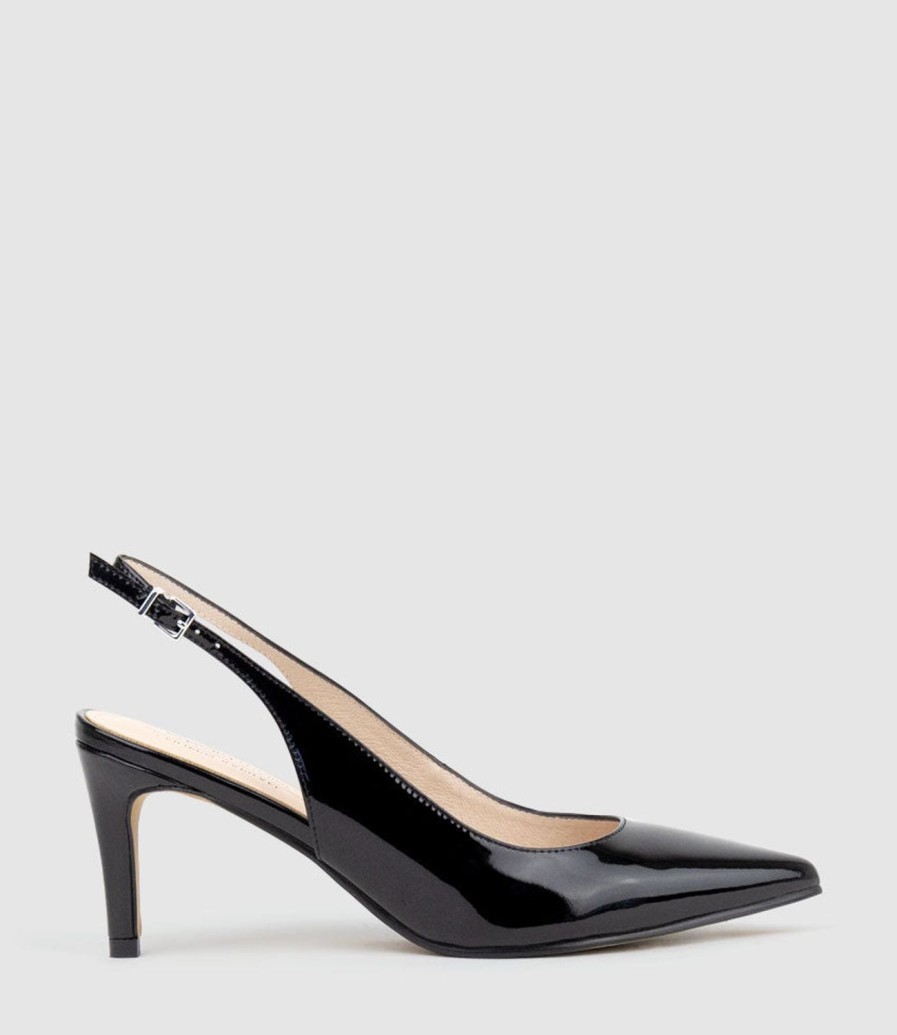 Edward Meller Diana75 Slingback Pump In Black Patent Wholesale