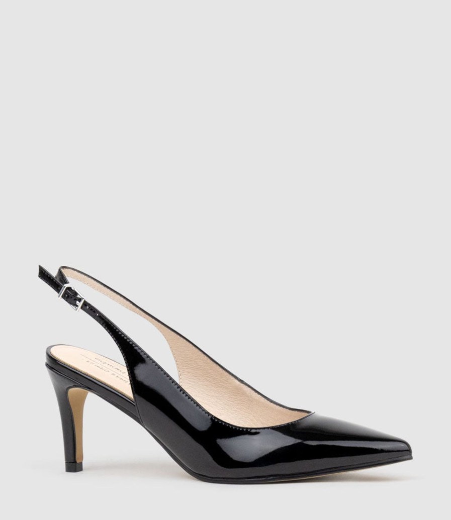 Edward Meller Diana75 Slingback Pump In Black Patent Wholesale