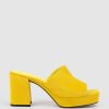 Edward Meller Tilla90 Platform Slide In Yellow Suede Hot