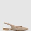 Edward Meller Elvan Flat Pointed Slingback In Latte Suede Hot