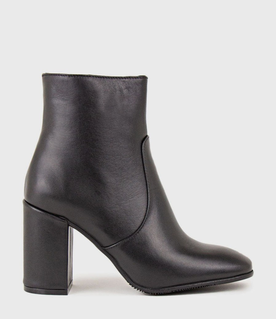 Edward Meller Zymmer Block Heel Boot With Square Toe In Black Hot