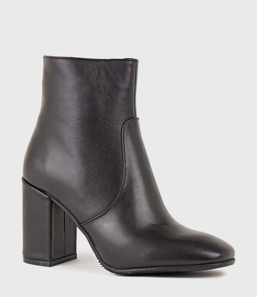 Edward Meller Zymmer Block Heel Boot With Square Toe In Black Hot