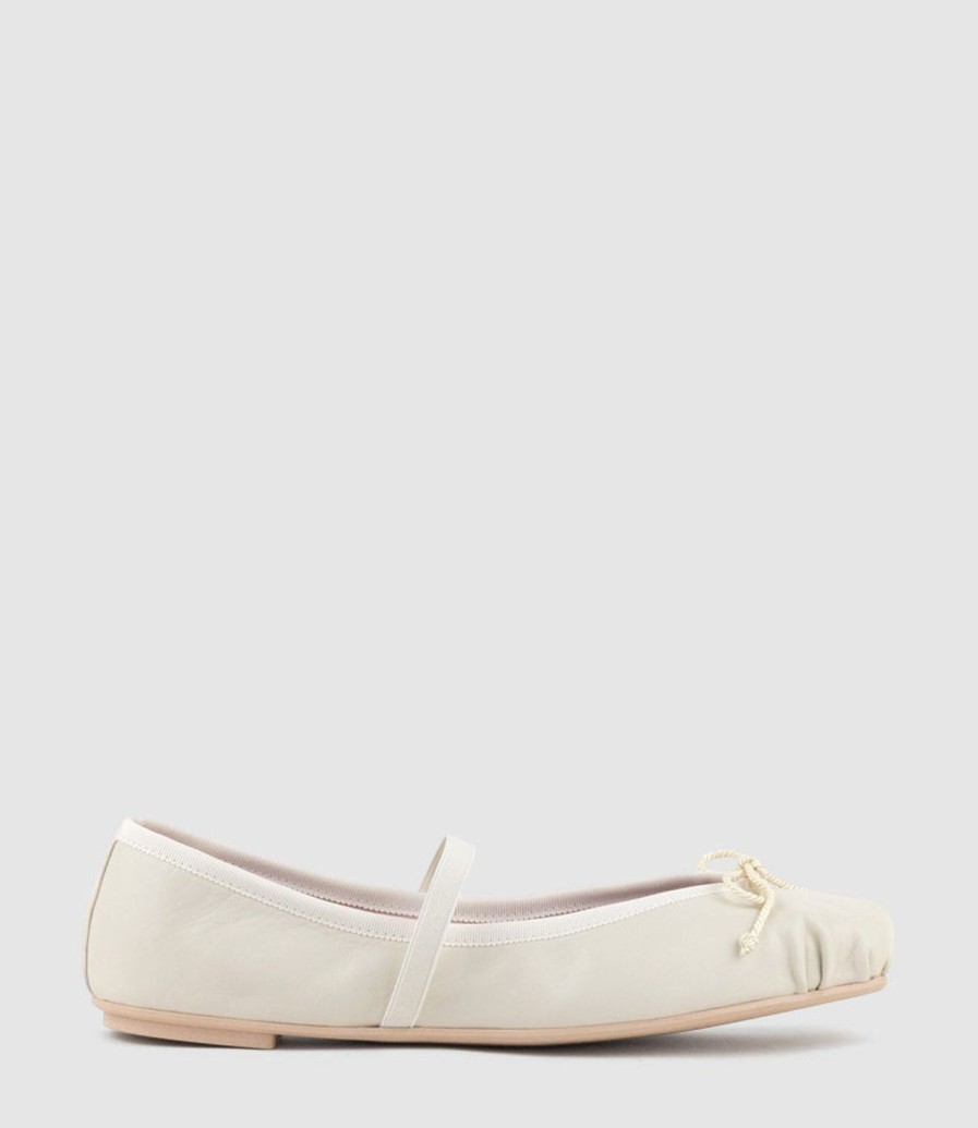 Edward Meller Eloise Square Toe Ballet In Offwhite Clearance