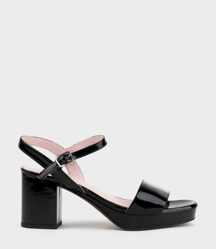 Edward Meller Sylas75 Platform Sandal In Black Patent Wholesale