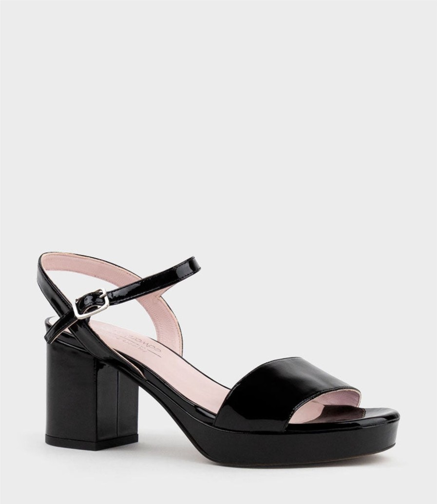 Edward Meller Sylas75 Platform Sandal In Black Patent Wholesale