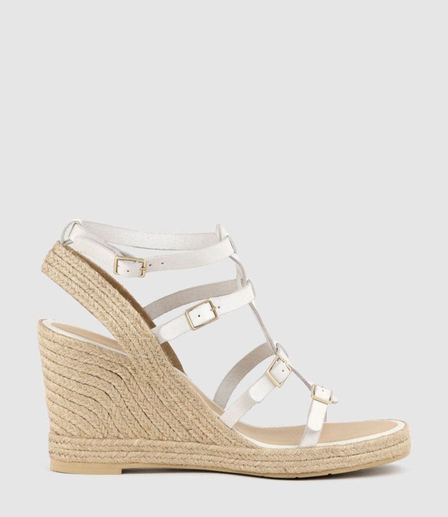 Edward Meller Marcelle Multi Buckle Espadrille In Offwhite Clearance