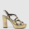 Edward Meller Rylla115 Caged Platform Sandal In Gold Clearance